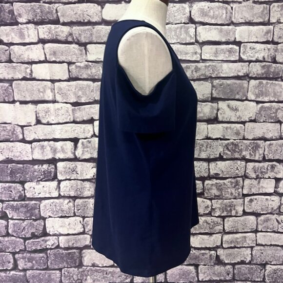 Michael Kors Navy Cold Shoulder Blouse Size L - Picture 6 of 8